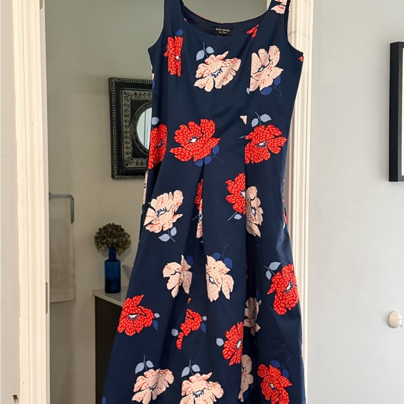 Kate Spade Navy A-Line Dress w/ Red Floral Design Size 10 - Picture 4 of 8